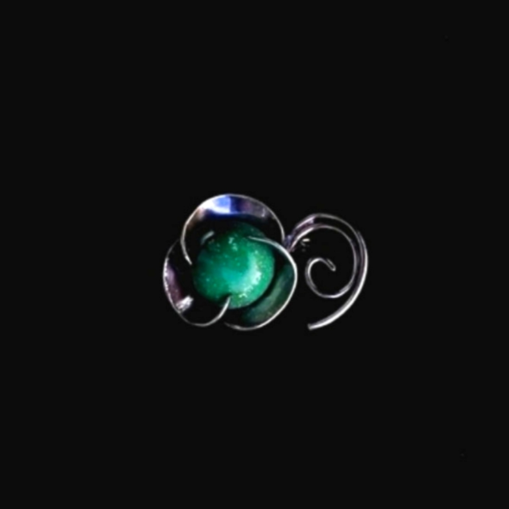 Vintage Green Eilat Silver Brooch